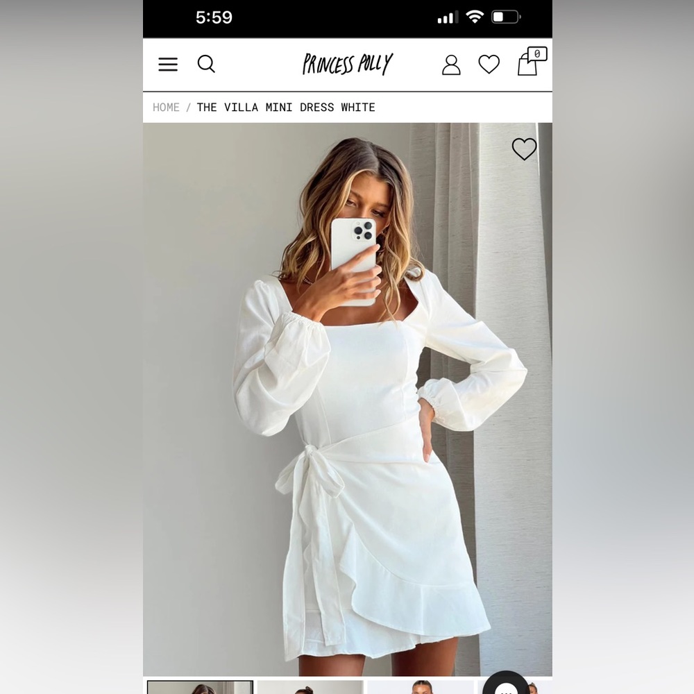 princess polly the villa mini dress white!!